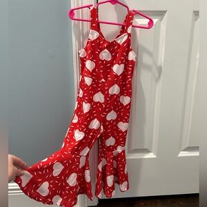 Red Heart Print Jumpsuit